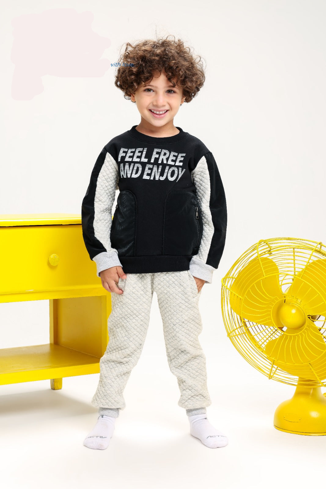 Boys Feel Free quilted tracksuit set sweatshirt and jogger pants ages 2-4 - Bubbles Kidswear Egypt