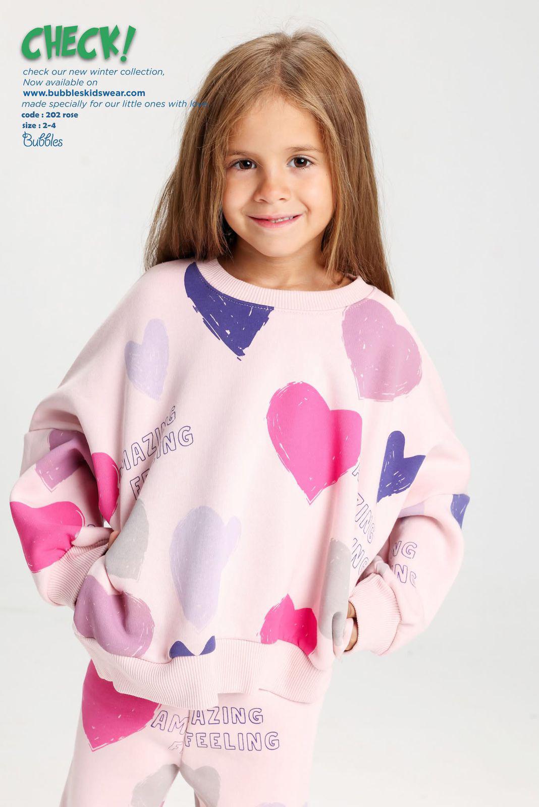 Girls Heart Print Pajama Set – Soft Cotton Lounge Wear, 2-Piece Kids Sleepwear (Sizes 2–4)