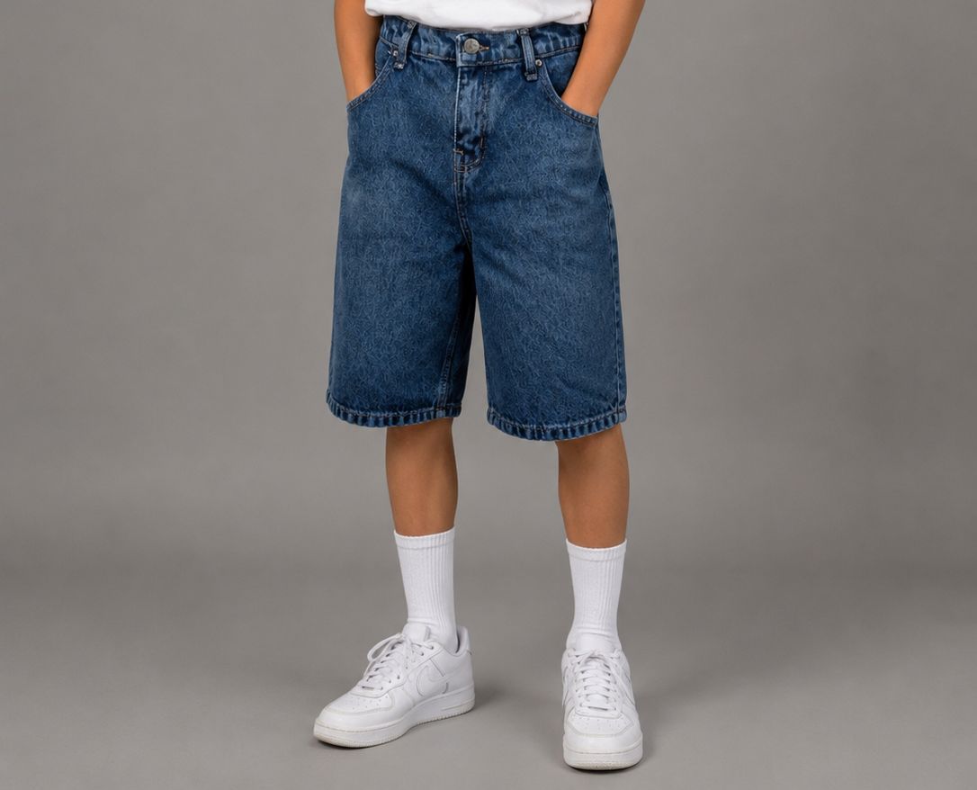 Kids Dark Blue Oversized Denim Shorts – Casual Wide Fit Jean Shorts for Boys