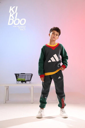 Boys Color Block Sweatshirt & Jogger Set – Premium Casual Tracksuit for Kids