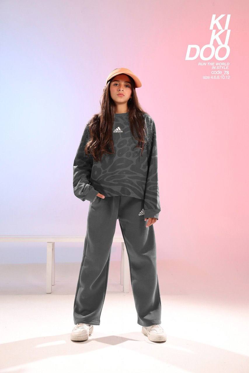 Girls Oversized Sweatshirt & Wide-Leg Pants Set – Casual Gray Athleisure Outfit (Sizes 4–12)