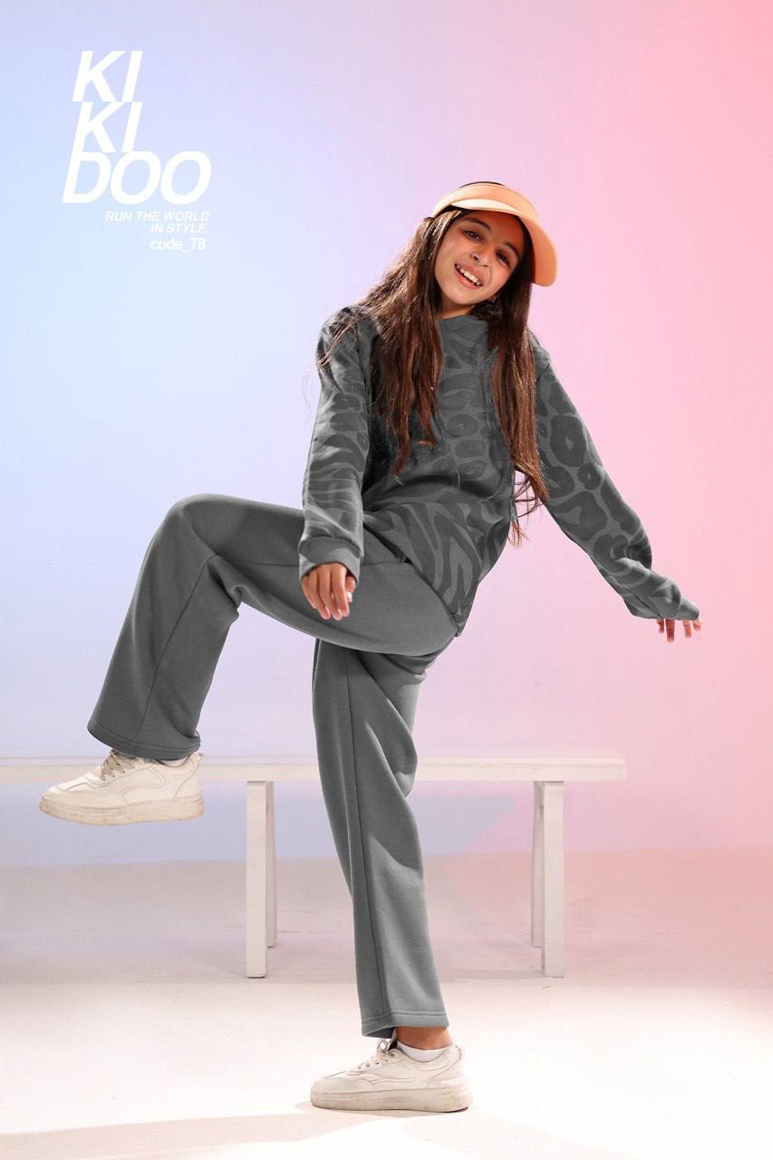 Girls Oversized Sweatshirt & Wide-Leg Pants Set – Casual Gray Athleisure Outfit (Sizes 4–12)