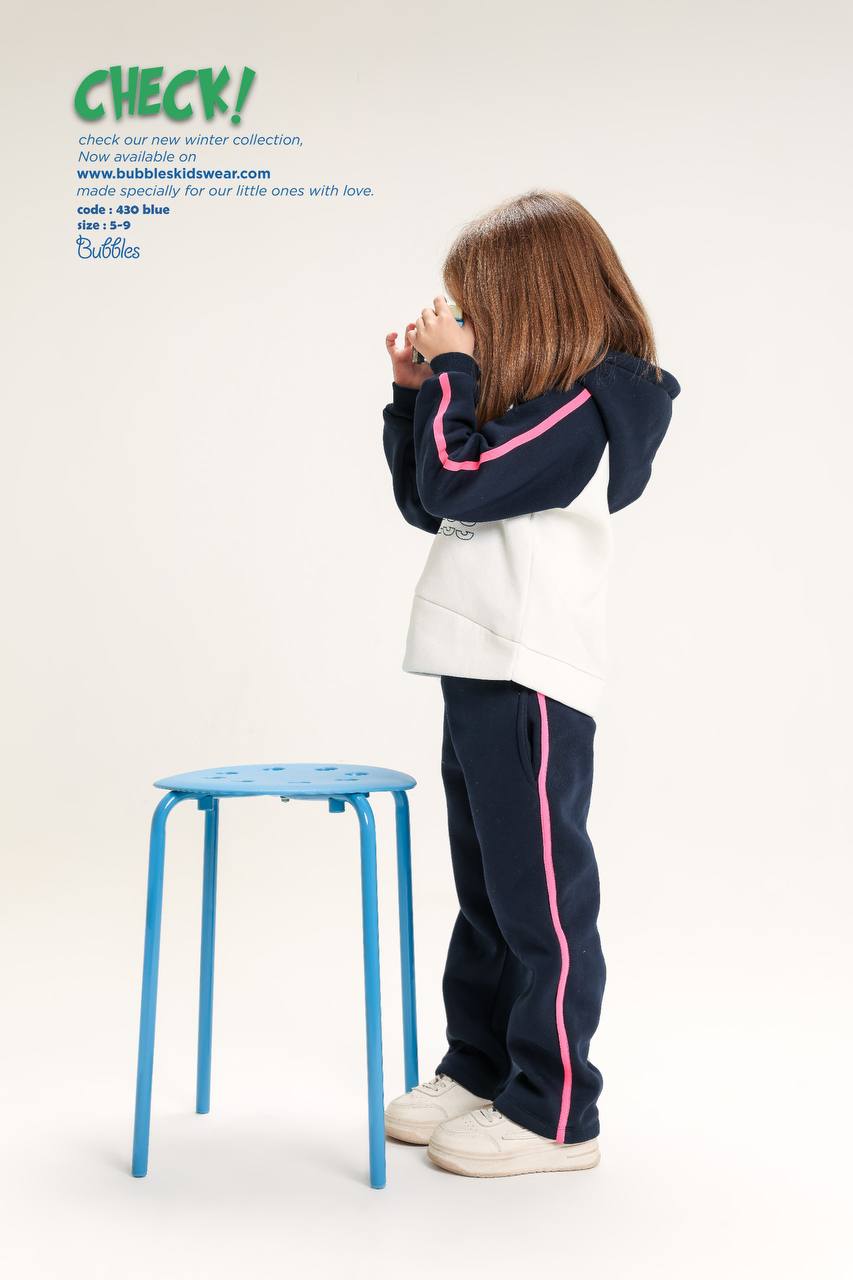 Girls Hoodie & Jogger Pants Set – Navy and White “Kindness” Casual Outfit Size 5-9