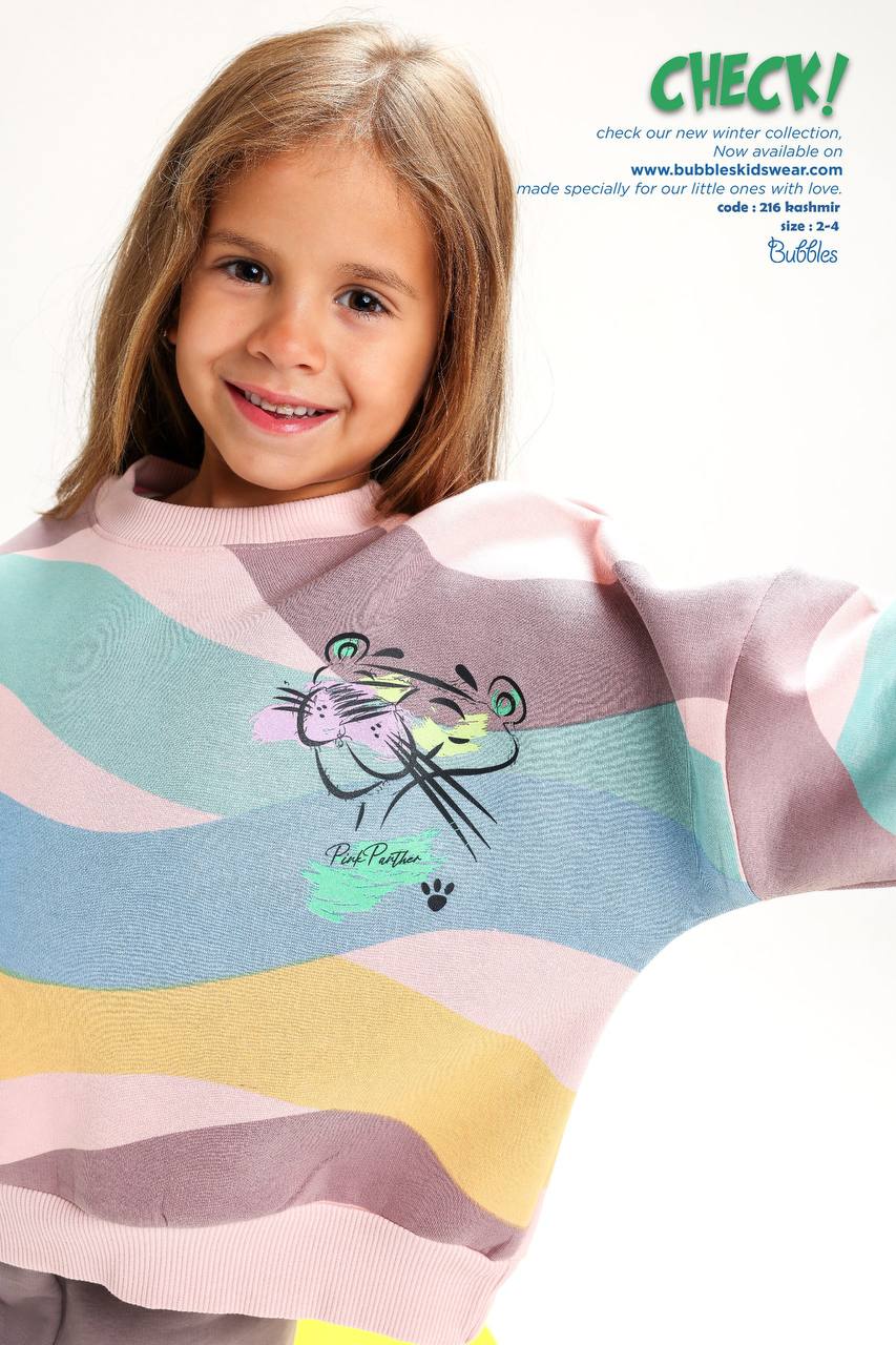 Girls Pastel Oversized Sweatshirt & Pants Set – Cozy Casual Winter Outfit(Size 2–4)