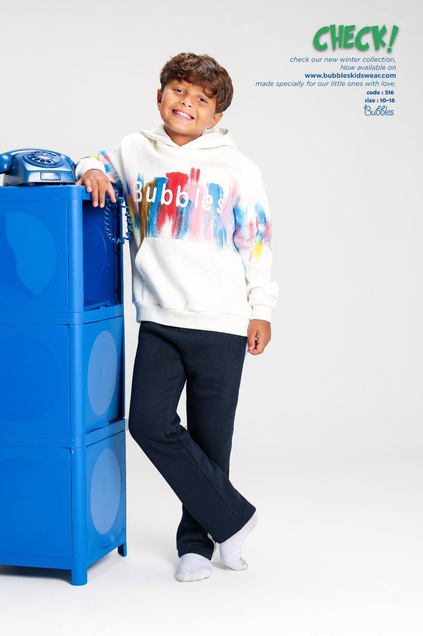 Boys Printed Hoodie & Jogger Pants Set – White Multicolor Casual Outfit Size 10-16