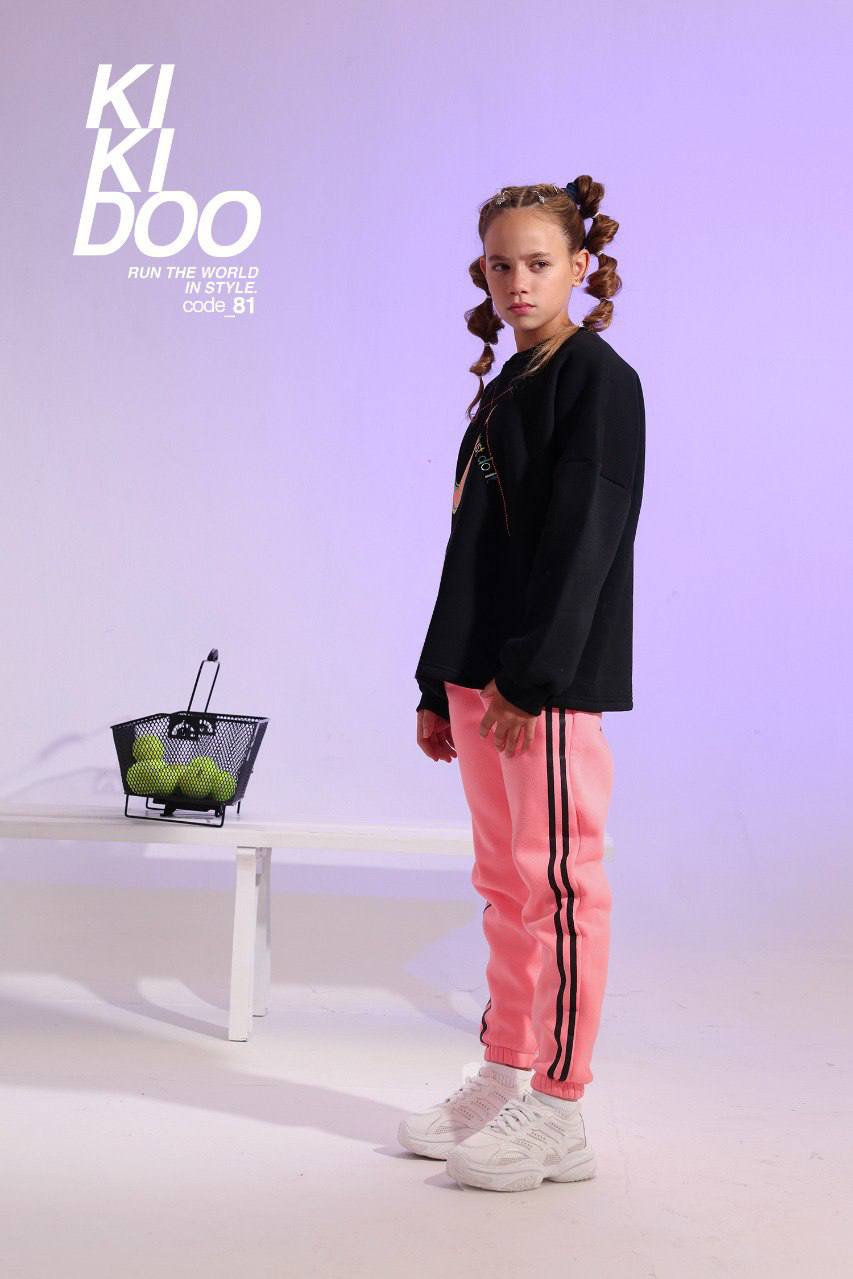 Girls Oversized Sweatshirt & Jogger Pants Set – Black and Pink Casual Outfit