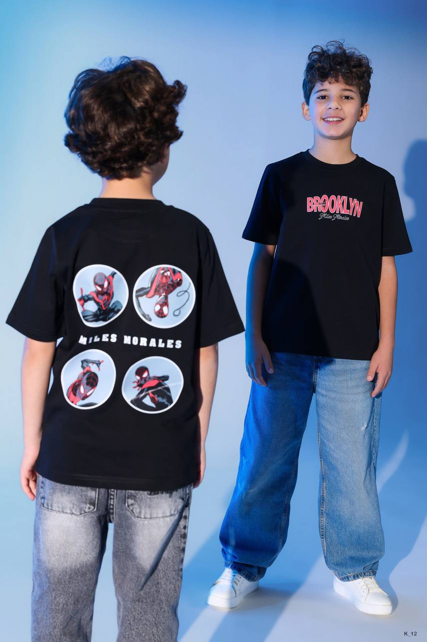 Boys Brooklyn Graphic T-Shirt – Casual Black Cotton Tee for Kids