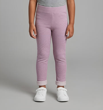 Girls Ribbed Cotton Leggings – Pink Stretch Everyday Pants