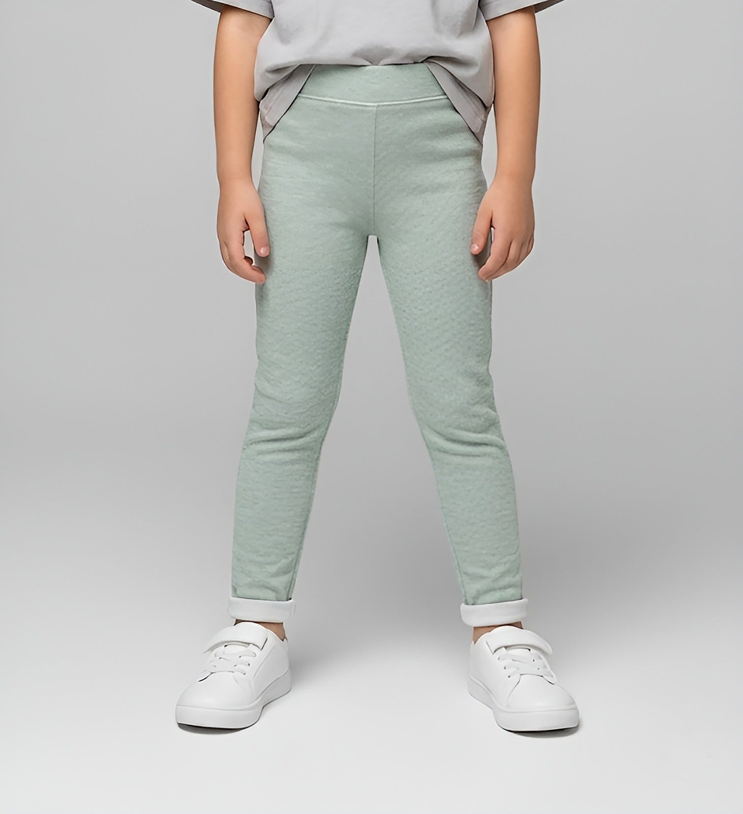 Girls’ Cotton Leggings Mint  Pants – Soft Stretch Casual Everyday Trousers