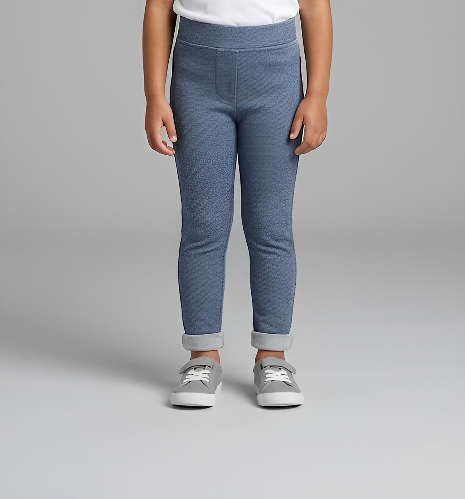Girls’ Cotton Leggings Blue Pants – Soft Stretch Casual Everyday Trousers