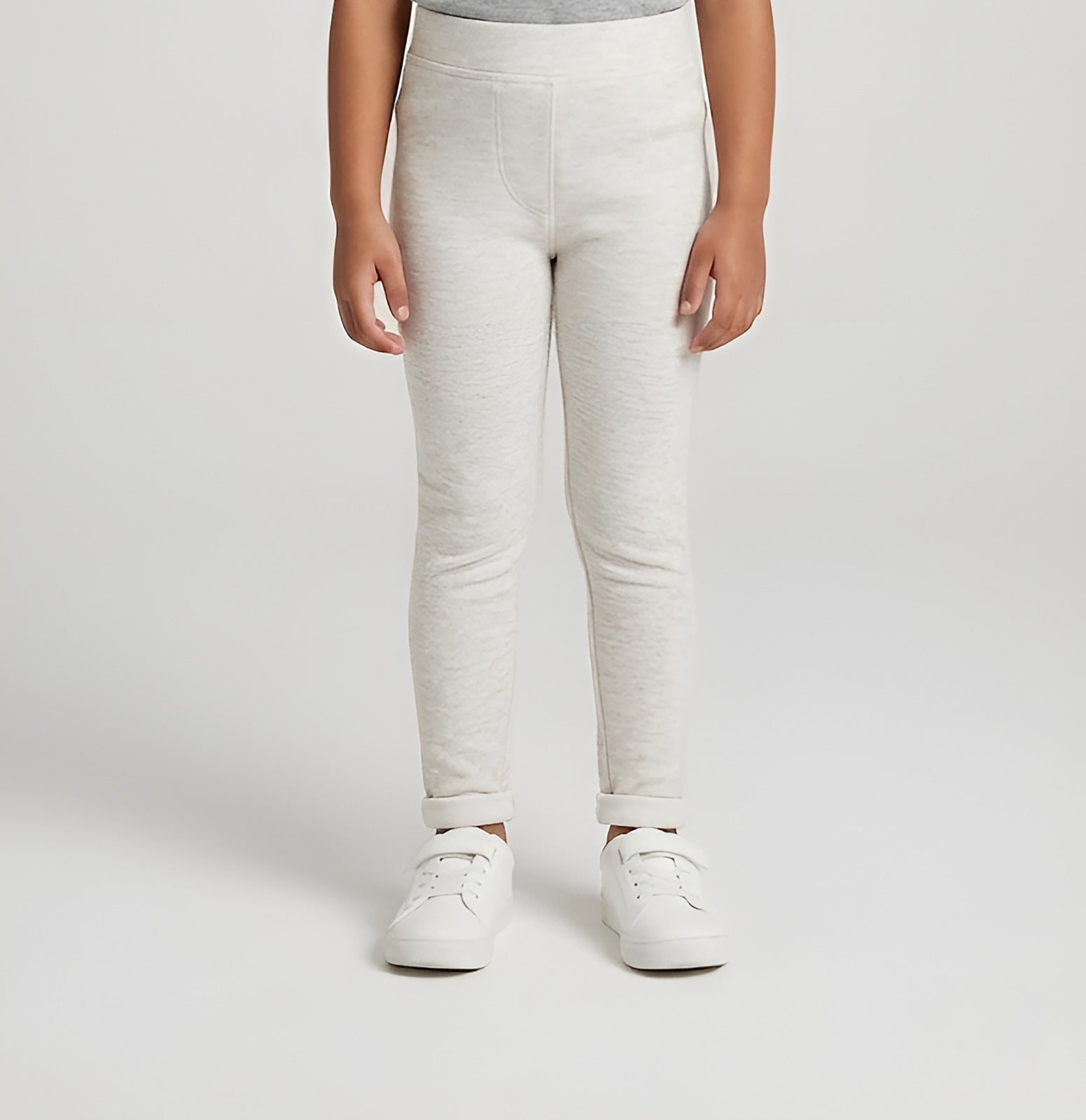 Girls’ Cotton Leggings  Beige  Pants – Soft Stretch Casual Everyday Trousers