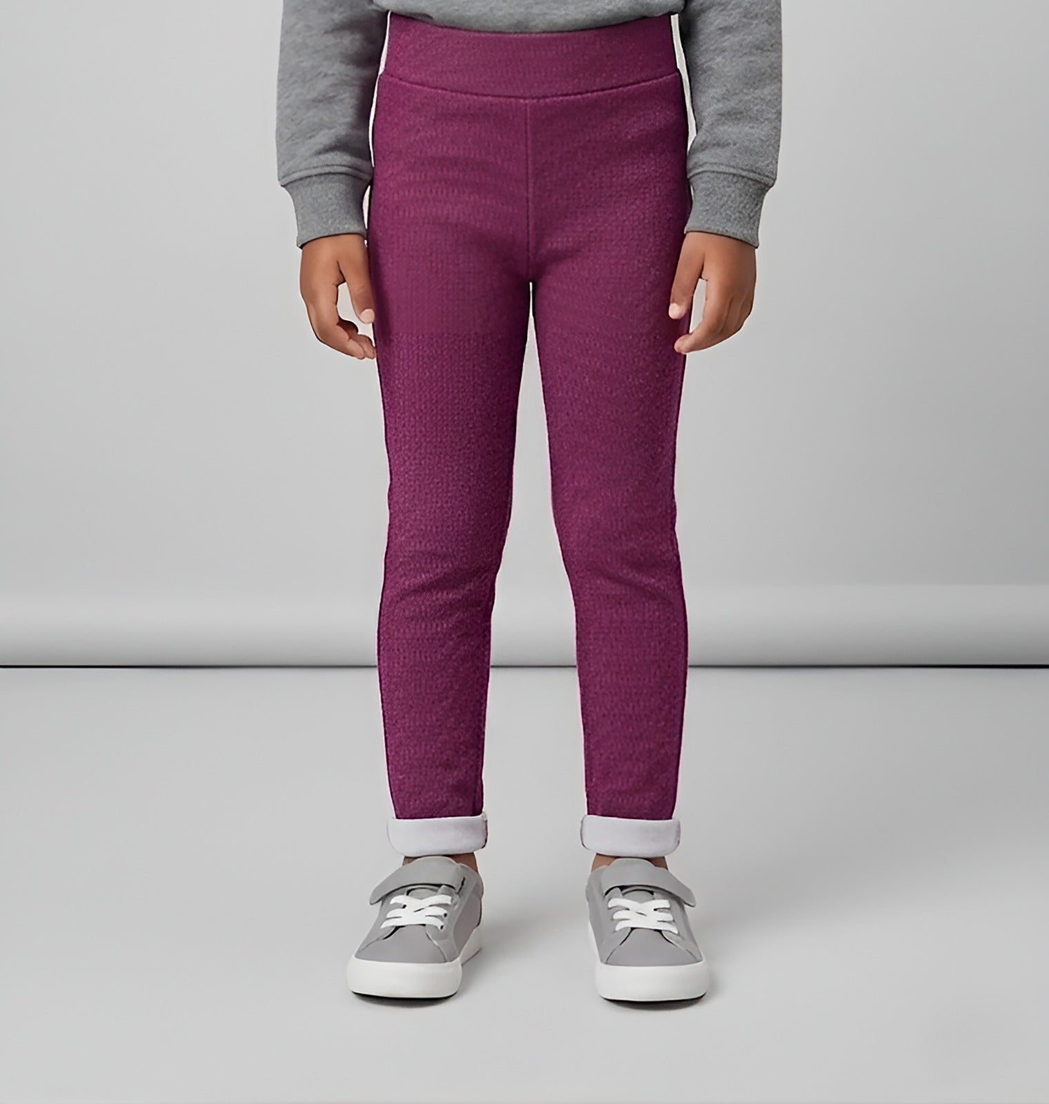 Girls’ Cotton Leggings  Burgandy Pants – Soft Stretch Casual Everyday Trousers