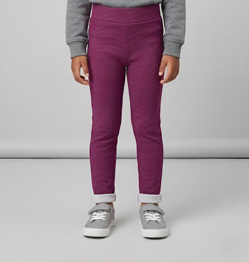 Girls’ Cotton Leggings  Burgandy Pants – Soft Stretch Casual Everyday Trousers