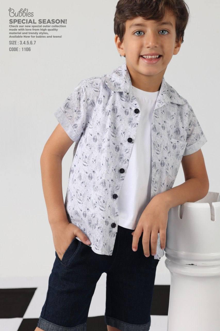 CAFE JUBoys Leaf Print Short Sleeve Button-Up Shirt – Lightweight Casual Summer TopMPSUIT (Copy)