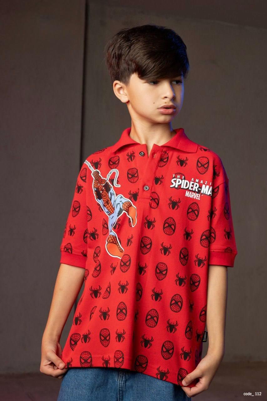 Boys Marvel Spider-Man Graphic Polo T-Shirt – Red Short Sleeve Character Print Casual Tee