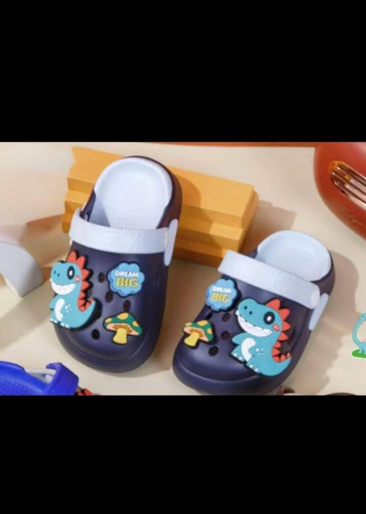 Kids Dinosaur Cartoon Clogs Sandals – Lightweight Slip-On Garden Shoes with Adjustable Heel Strap