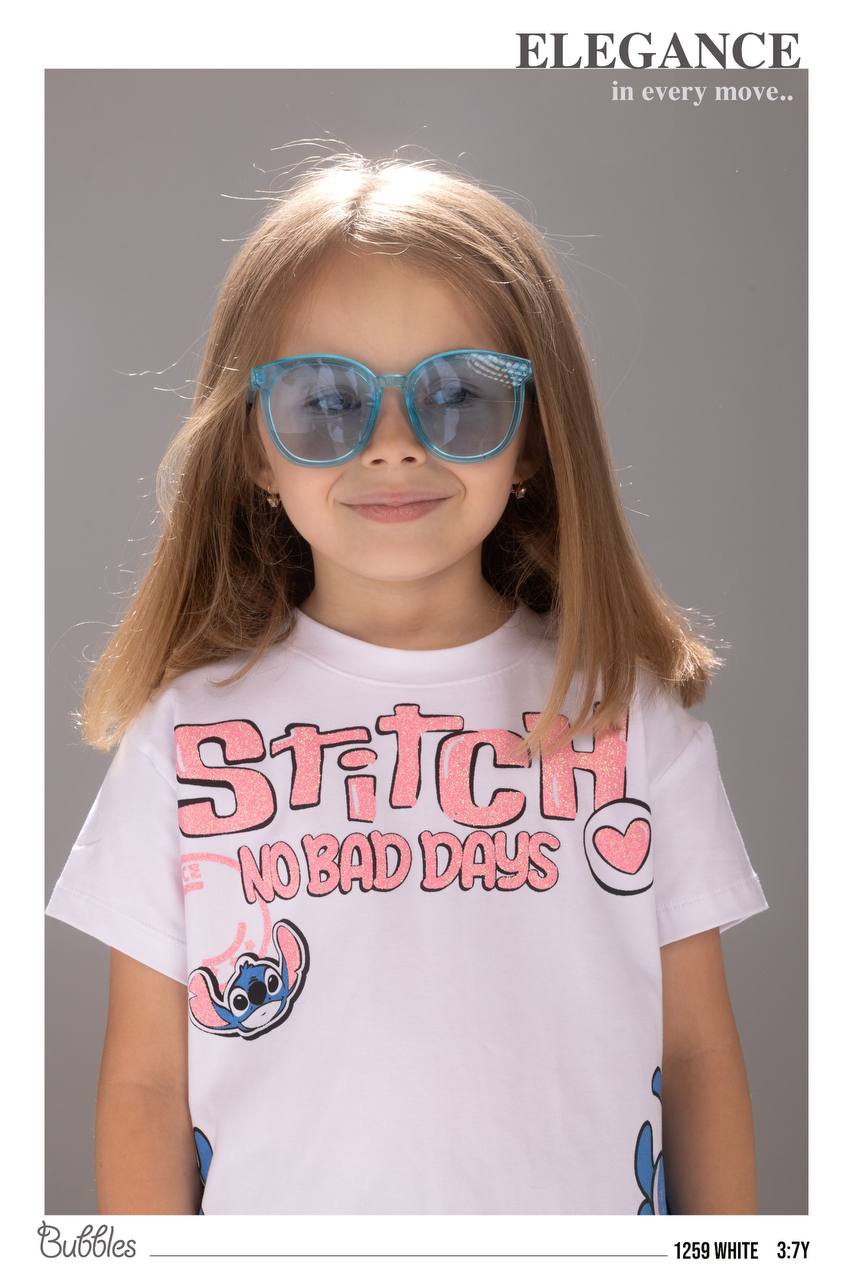 Girls Stitch Graphic T-Shirt – Soft Cotton Casual Tee with Cute Character Print