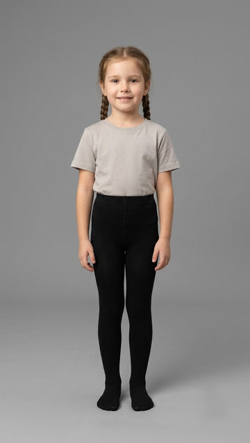 Girls Cotton Leggings – Black Stretch Everyday Essentials