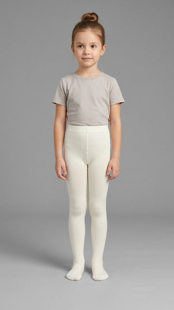 Girls Cotton Leggings – Off-White Stretch Everyday Essentials