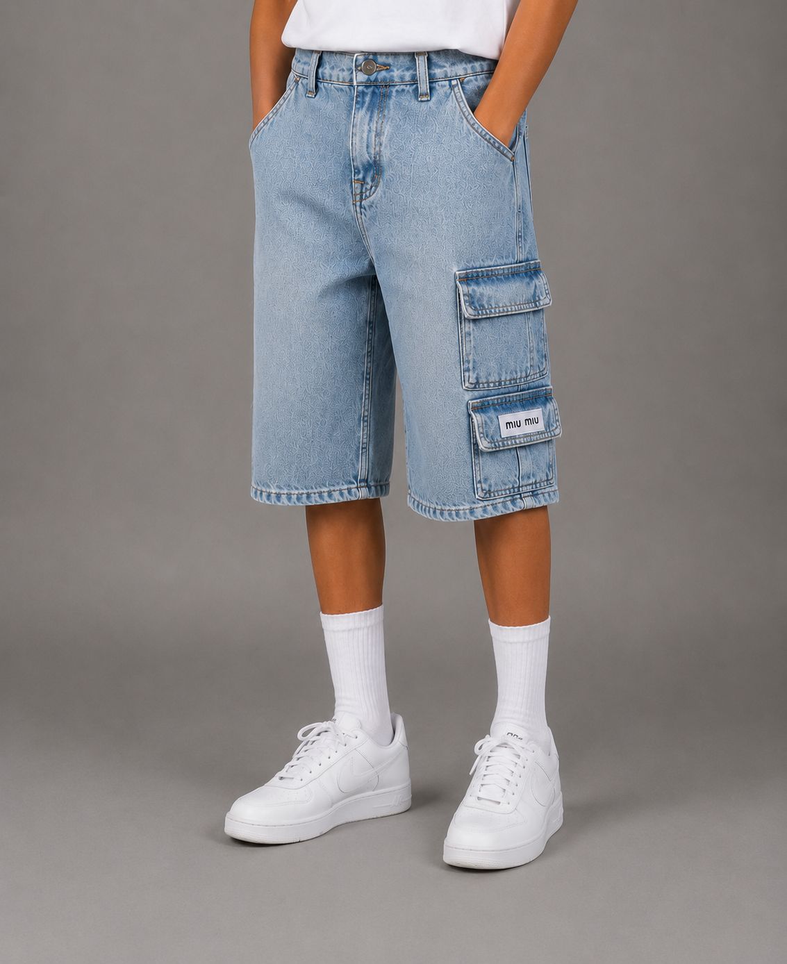 Boys Cargo Denim Bermuda Shorts – Light Wash Summer Utility Shorts