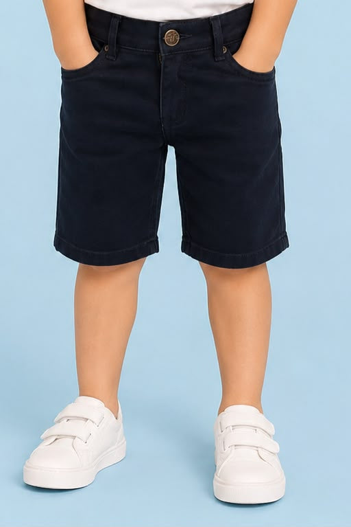 Boys Classic Denim Bermuda Shorts – Dark Wash Summer Casual Shorts