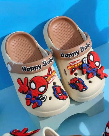 Kids Spider Hero Cartoon Clogs – Lightweight Soft EVA Slip-On Sandals with Back Strap