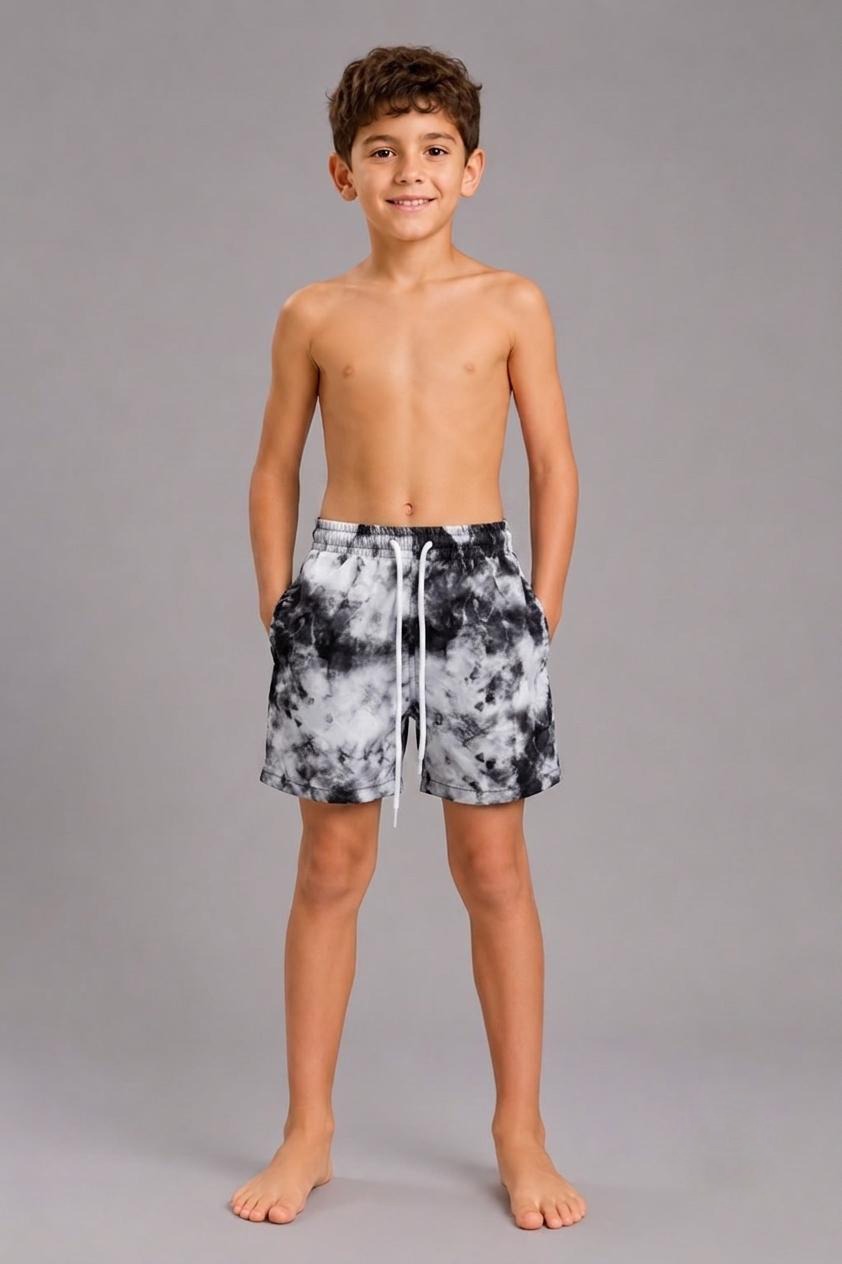 Kids Tie-Dye Swim Shorts for Boys – Quick-Dry Elastic Waist Beach