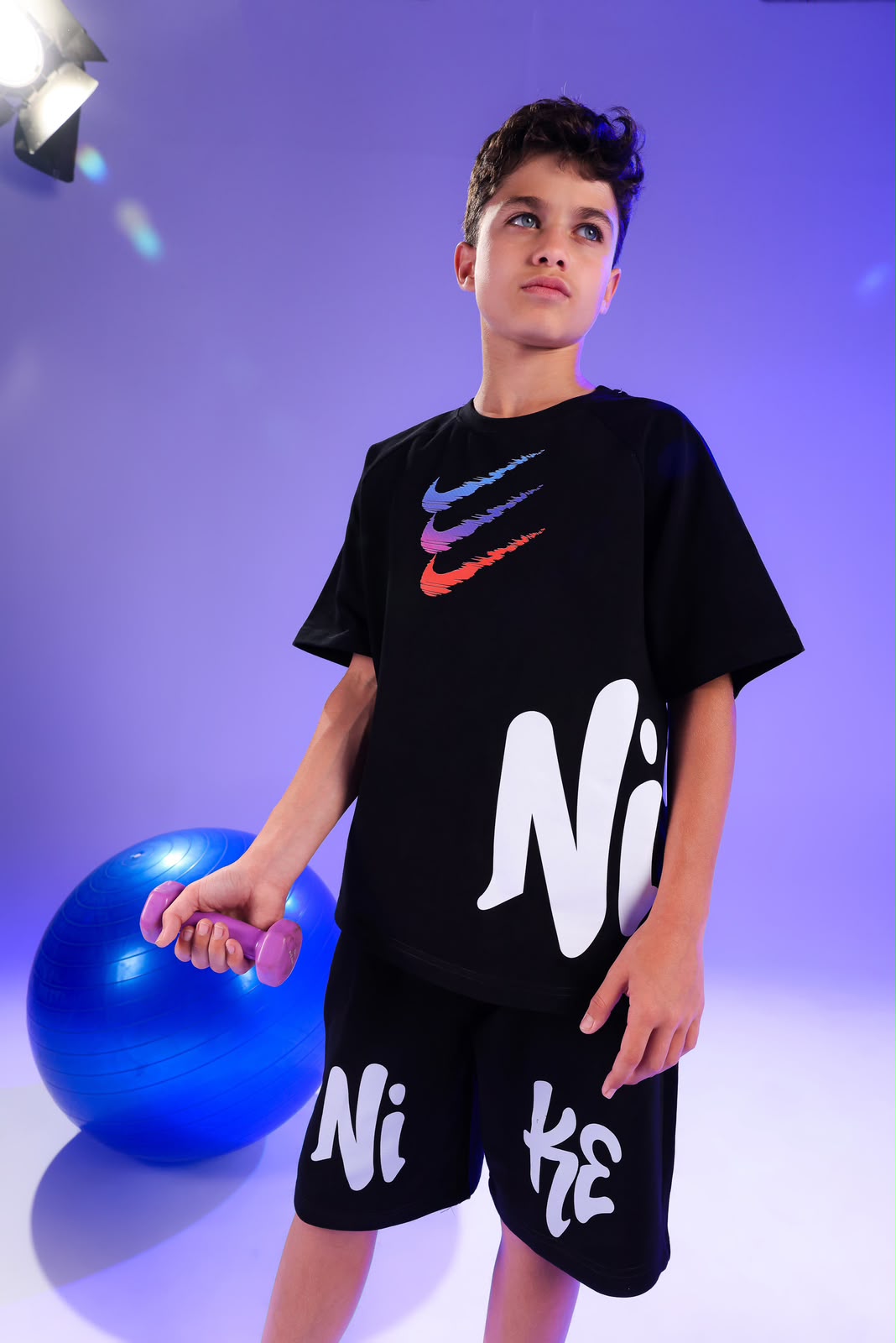 Boys Graphic Activewear Set – Oversized Sports T-Shirt & Shorts