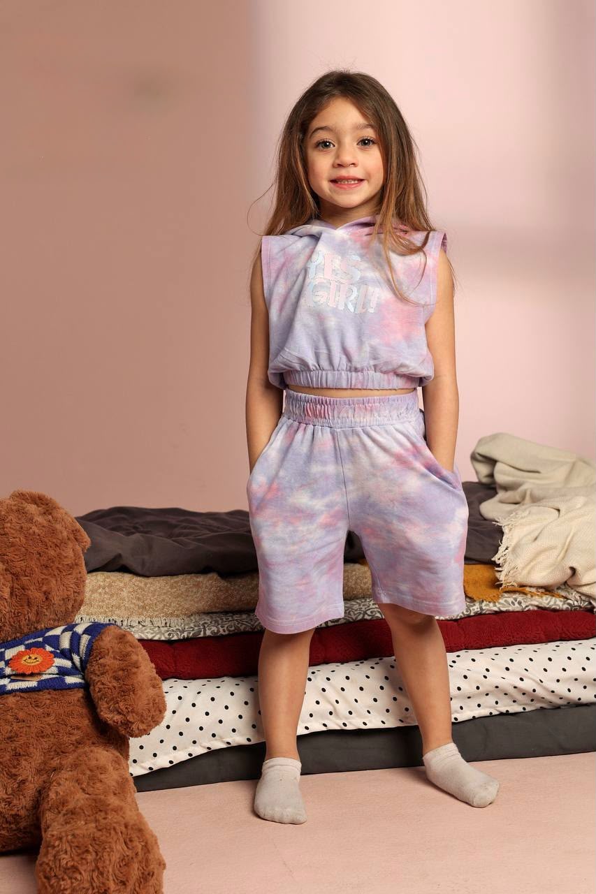 Girls Dreamy Summer Pajama Set – Pastel Sleeveless Top & Matching Shorts