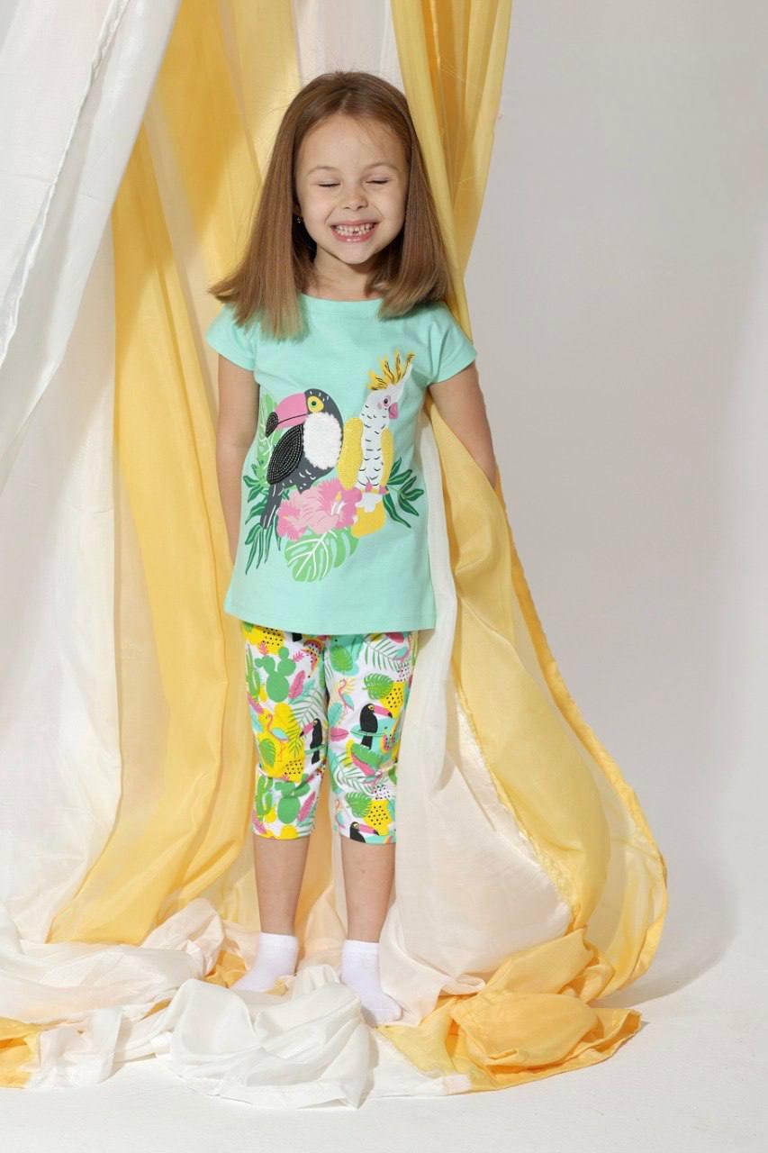 Girls Sleeveless Pajama Set – Mint Green Printed Top & Floral Leggings