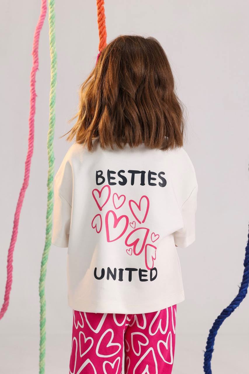 Girls Heart Print Wide-Leg Pants Set – Oversized T-Shirt & Casual 2-Piece Outfit