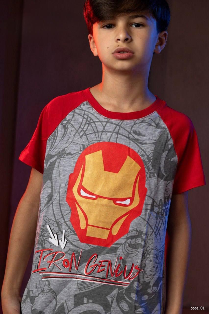 Marvel Iron Man Boys' Graphic Raglan T-Shirt – Soft Cotton Casual Tee with Metallic Print