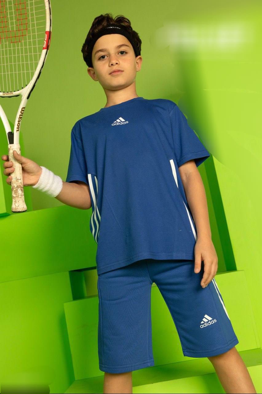 Boys Sports T-Shirt & Shorts Set – Blue Activewear Summer Outfit