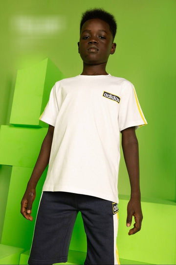 Boys Activewear T-Shirt & Shorts Set – White Performance Sports Outfit