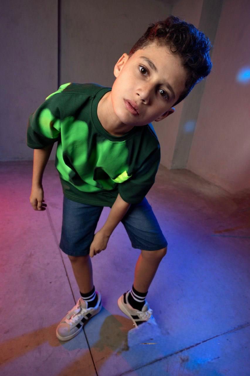 Boys' Solid Green Cotton T-Shirt – Classic Crew Neck Casual Short Sleeve Tee