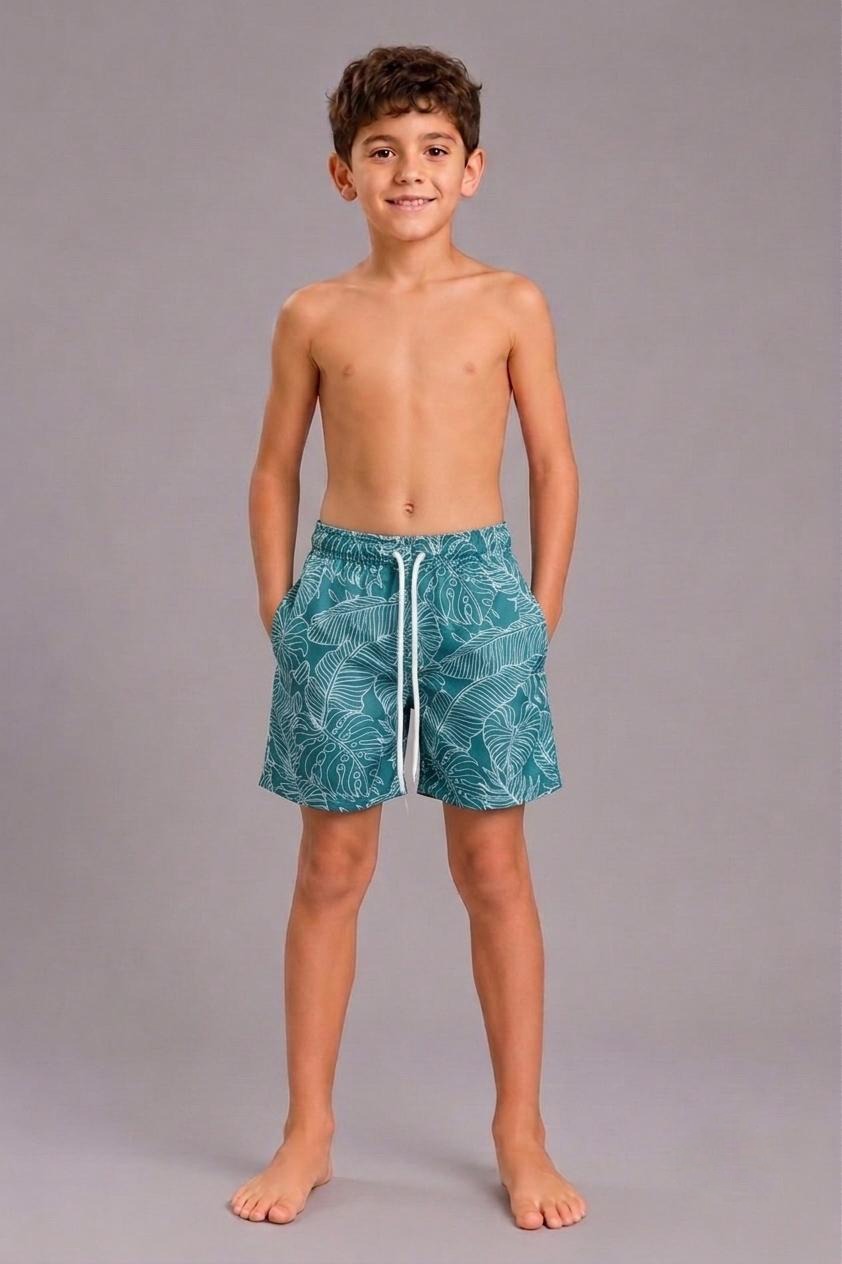 Kids Tropical Print Swim Shorts – Quick-Dry Beach & Pool Trunks for Boys