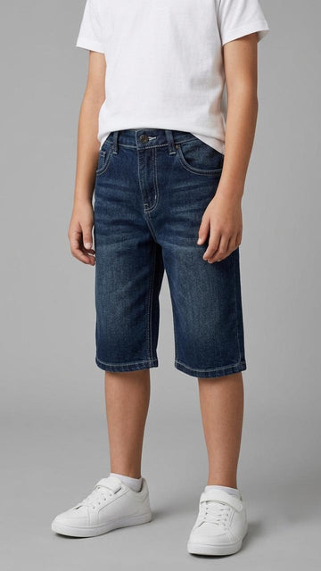 Kids Dark Wash Denim Bermuda Shorts – Classic Stretch Jean Shorts for Boys