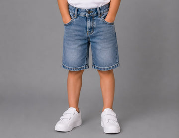 Kids Light Wash Denim Shorts – Classic Regular Fit Casual Jean Shorts