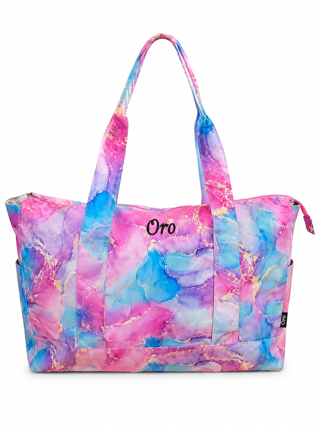 Oro Large Pastel Marble Print Travel Tote Bag | Lightweight Weekender & Gym Bag