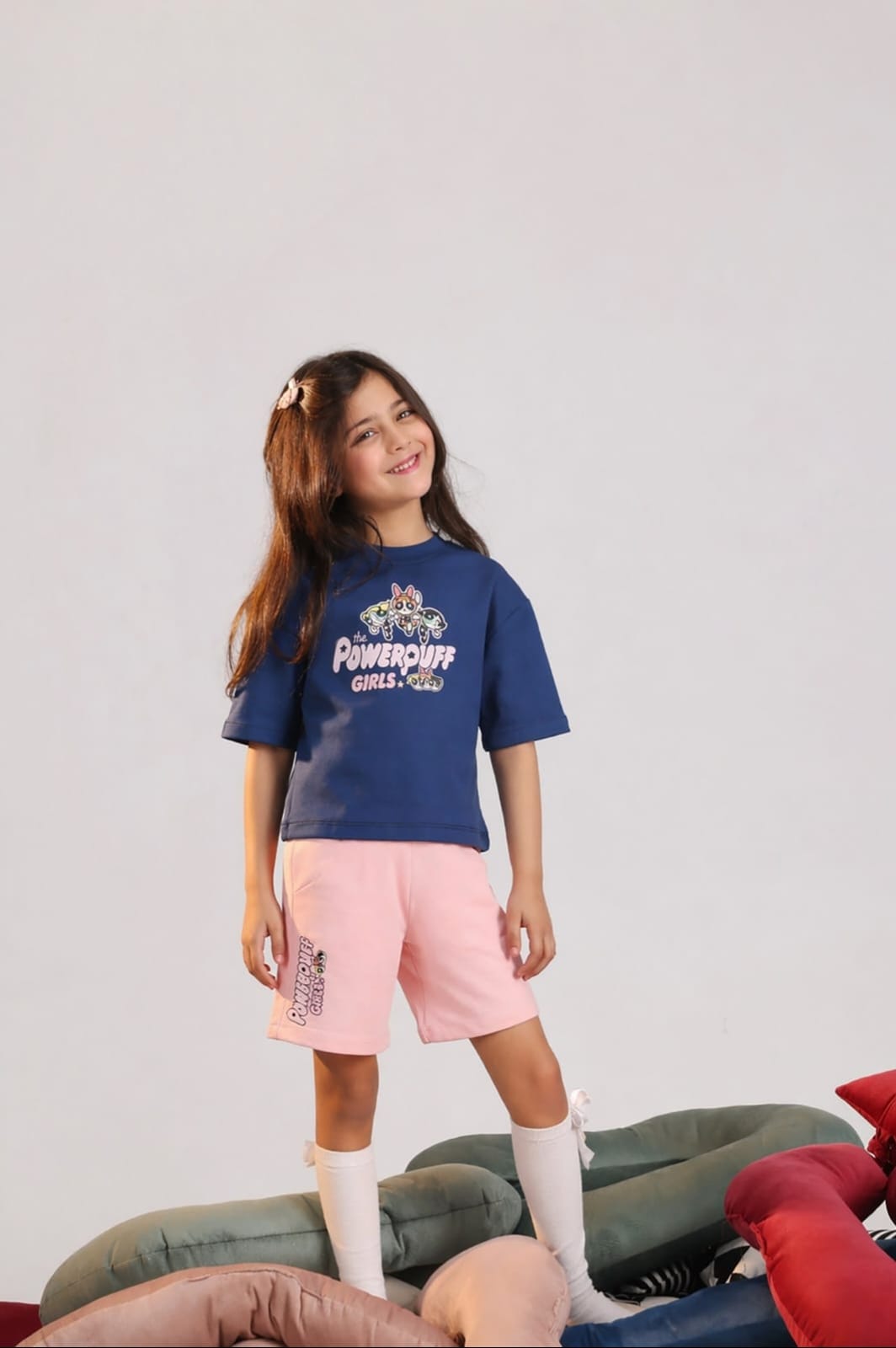 Girls' Powerpuff Girls Graphic T-Shirt & Pink Shorts Set | Soft Cotton Casual Summer Outfit