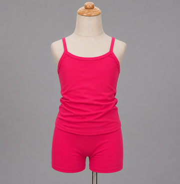 Girls’ Pink Cami Top & Shorts Set – Comfortable 2-Piece Summer Outfit