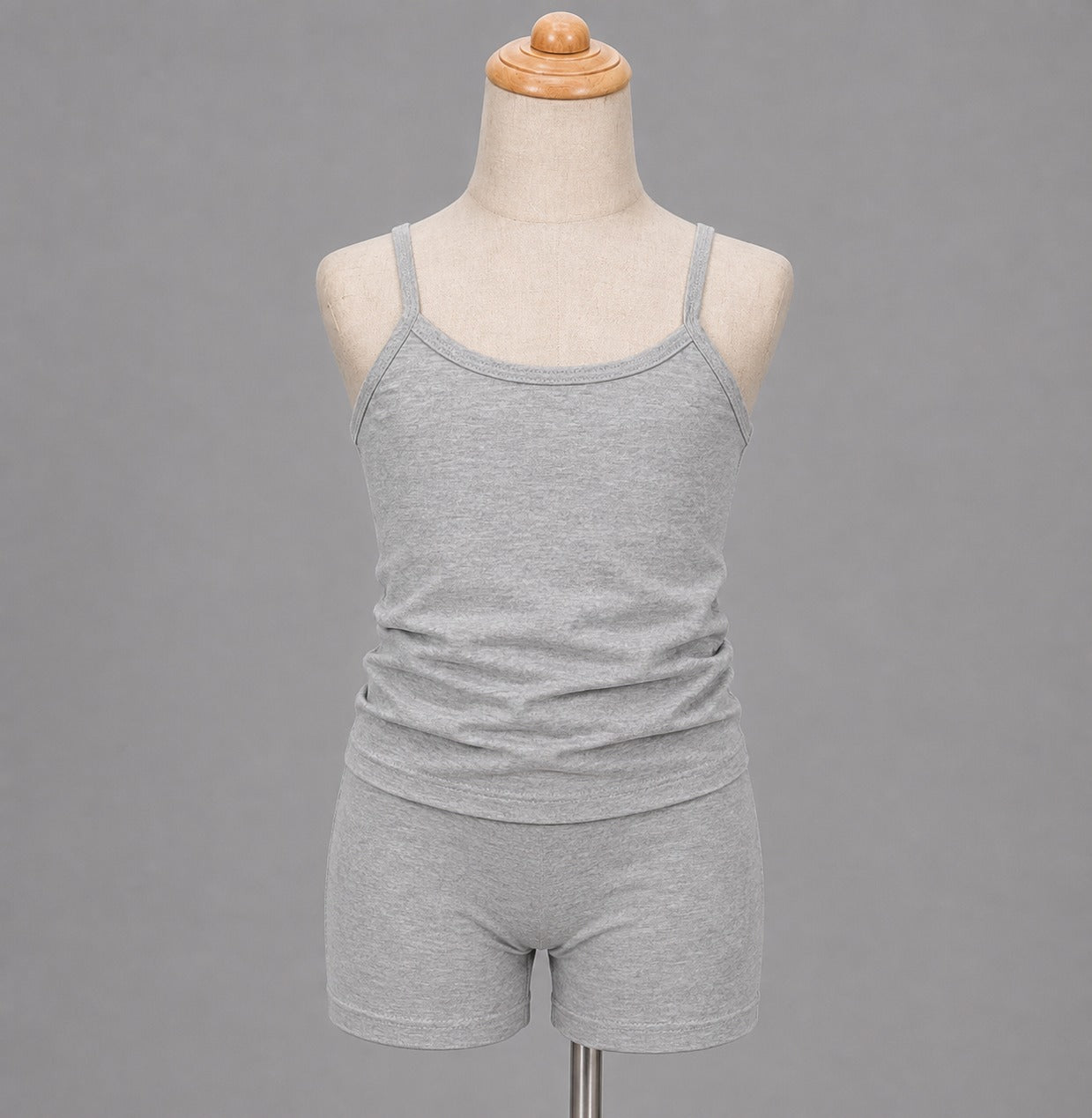 Girls’ Grey Cami Top & Shorts Set – Simple 2-Piece Summer Outfit