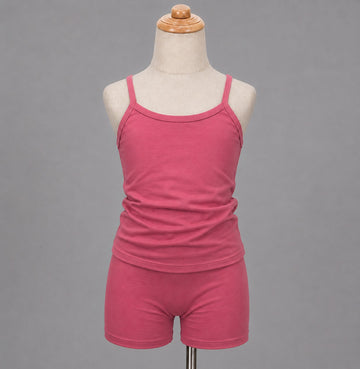 Girls’ Pink Cami Top & Shorts Set – Soft 2-Piece Summer Outfit