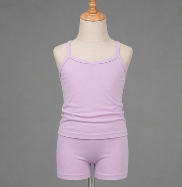 Girls’ Lavender Cami Top & Shorts Set – Soft 2-Piece Summer Outfit