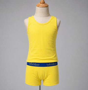 Boys’ Yellow Tank Top & Shorts Set – Comfortable 2-Piece Summer Outfit with Winkies Waistband