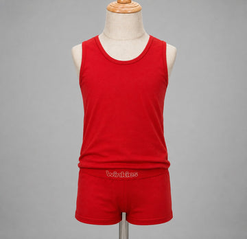 Boys’ Red Tank Top & Shorts Set – Comfortable 2-Piece Summer Outfit with Winkies Waistband