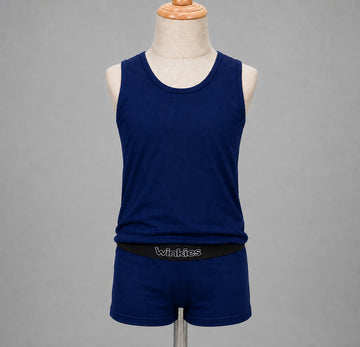Boys’ Navy Blue Tank Top & Shorts Set – Classic Casual 2-Piece Summer Outfit