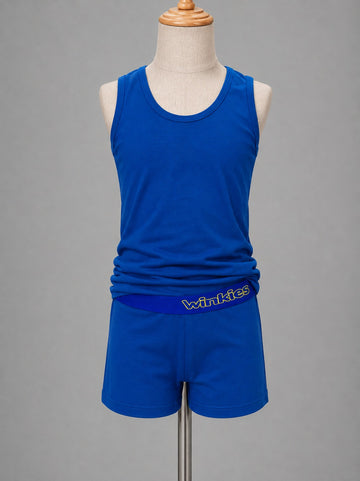 Boys’ Blue Tank Top & Shorts Set – Comfortable Casual 2-Piece Summer Outfit