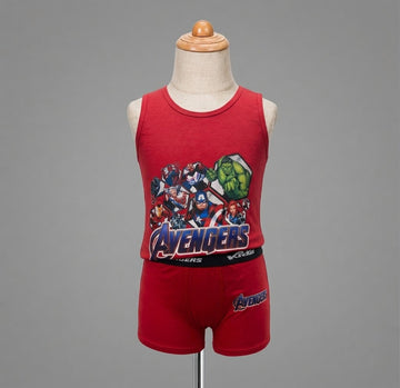 Boys’ Marvel Avengers Graphic Tank Top & Shorts Set – Red 2-Piece Summer Outfit
