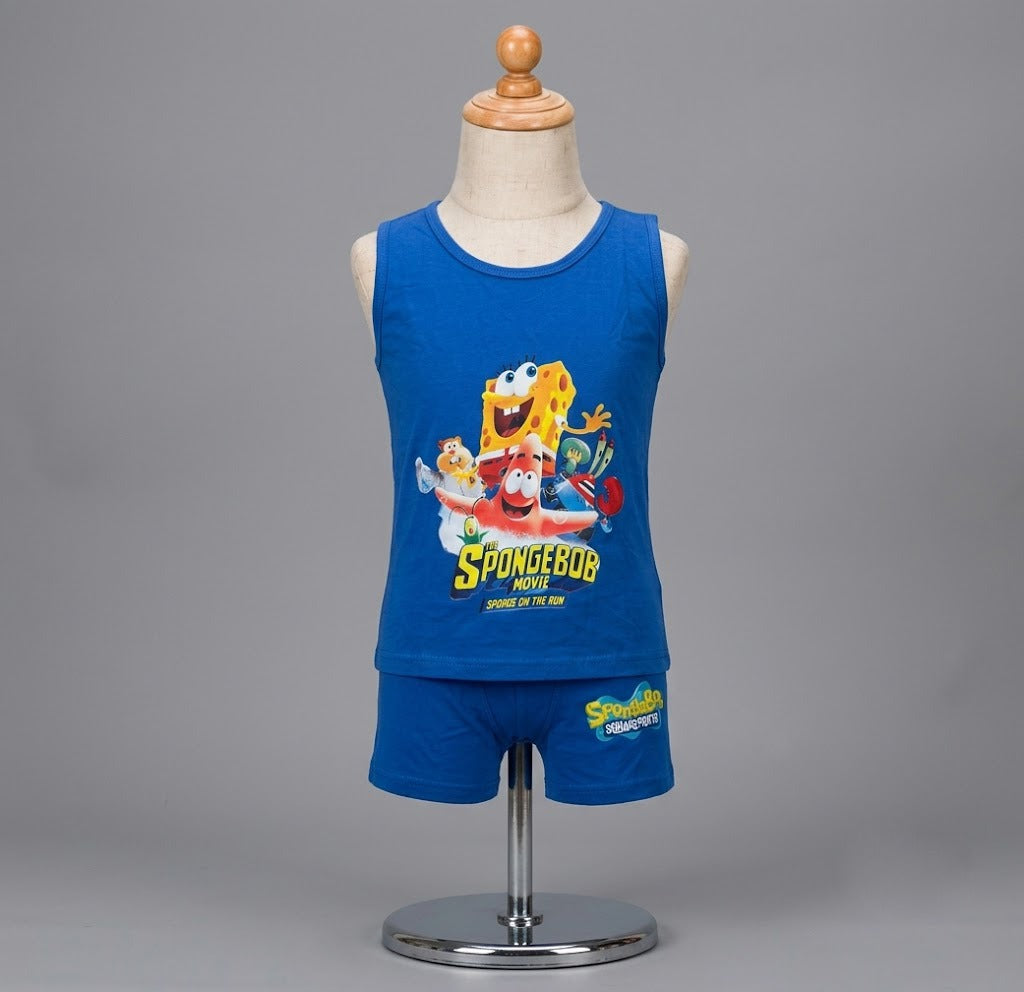 Boys’ SpongeBob 2-Piece Tank Top & Shorts Set – Blue Graphic Summer Outfit